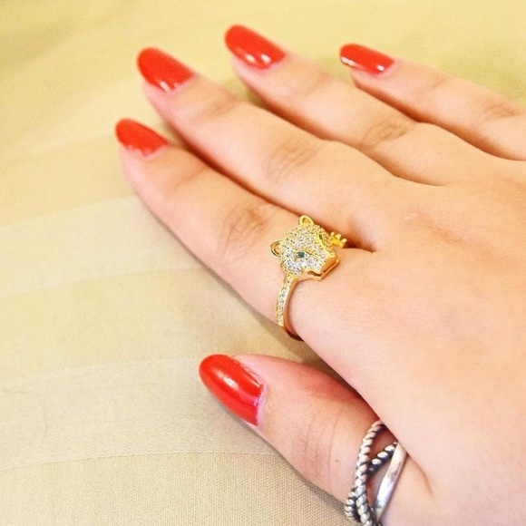 Gold Crystal Leopard Ring - Picture 4 of 4